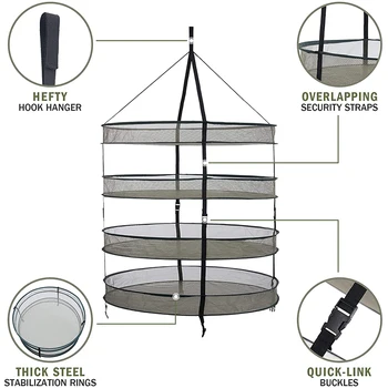 Filet De Séchage Suspendu Herbe Séchoir Rack 8 Couche Suspendue Sèche