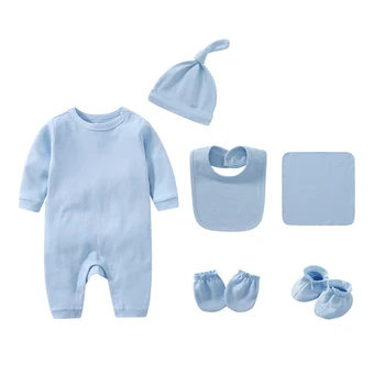 2024 New Cotton Baby Romper Clothes 6pcs Jumpsuit Spring/Autumn Romper With Hat Bib Infant Clothing Sets For 0~3 Months Newborns