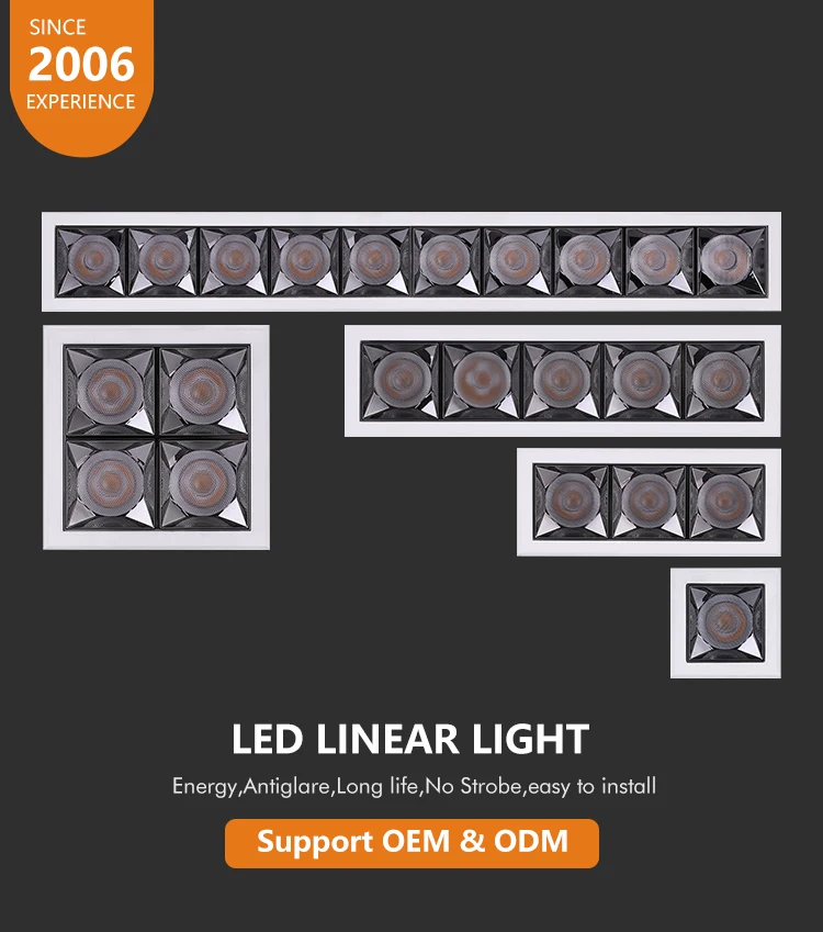 New Design CCT Rectangular Commercial Adjustable Down Lamp Led recessed Linear Ceilings Downlight