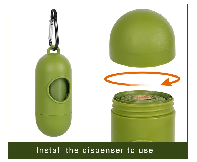 定制狗废物便便袋与分配器可生物降解