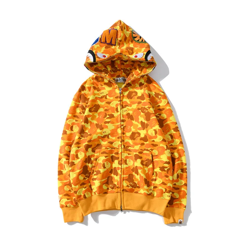 Japanese Orange Camo Hoodie Autumn 