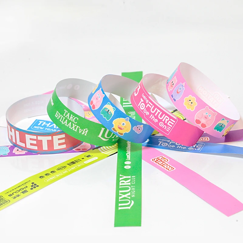 Professional supplier personalized waterproof can only be used once printing event bracelet ticket tyvek for music event