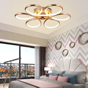 European Modern Decorative Flower Flush Mount Gold Led Ceiling Light Bedroom Living Room