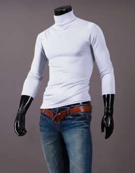 T-shirt Manches Longues Homme Col Roulé - Coton Décontracté Coupe Slim - Haut Basique Streetwear Automne