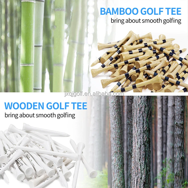 High Quality Wholesale Golf Accessories Bamboo Custom Golf Tee Durable Tees Golf Customized Logo
