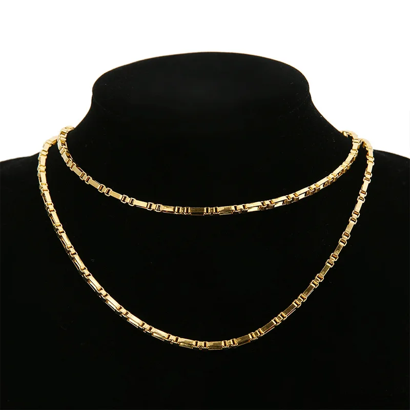 Gold Filled Plated Jewelry Necklace Box Chain Men Stainless Steel Round