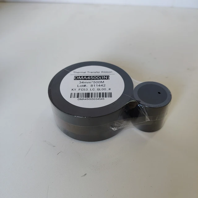 DMA4500 34mm*500m Black PET High Temperature Heat Transfer TTO Coding Machine Ribbon with Encryption for FC32/FC53 Print 6