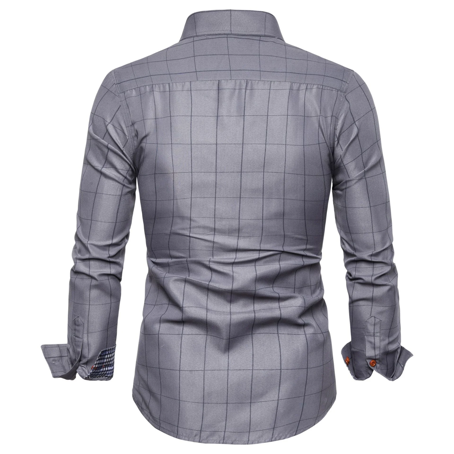 Buine Work Office Camicia a righe Caual Manica lunga Plaid in cotone Sociale Formale Dre Plus Size Uomo Traspirante574_voghion.com