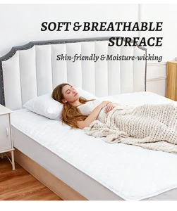Quilted 230GSM Microfiber 300TC Plain Mattress Topper Waterproof Anti-Bacteria Air Permeable Machine Washable Queen Size Thick