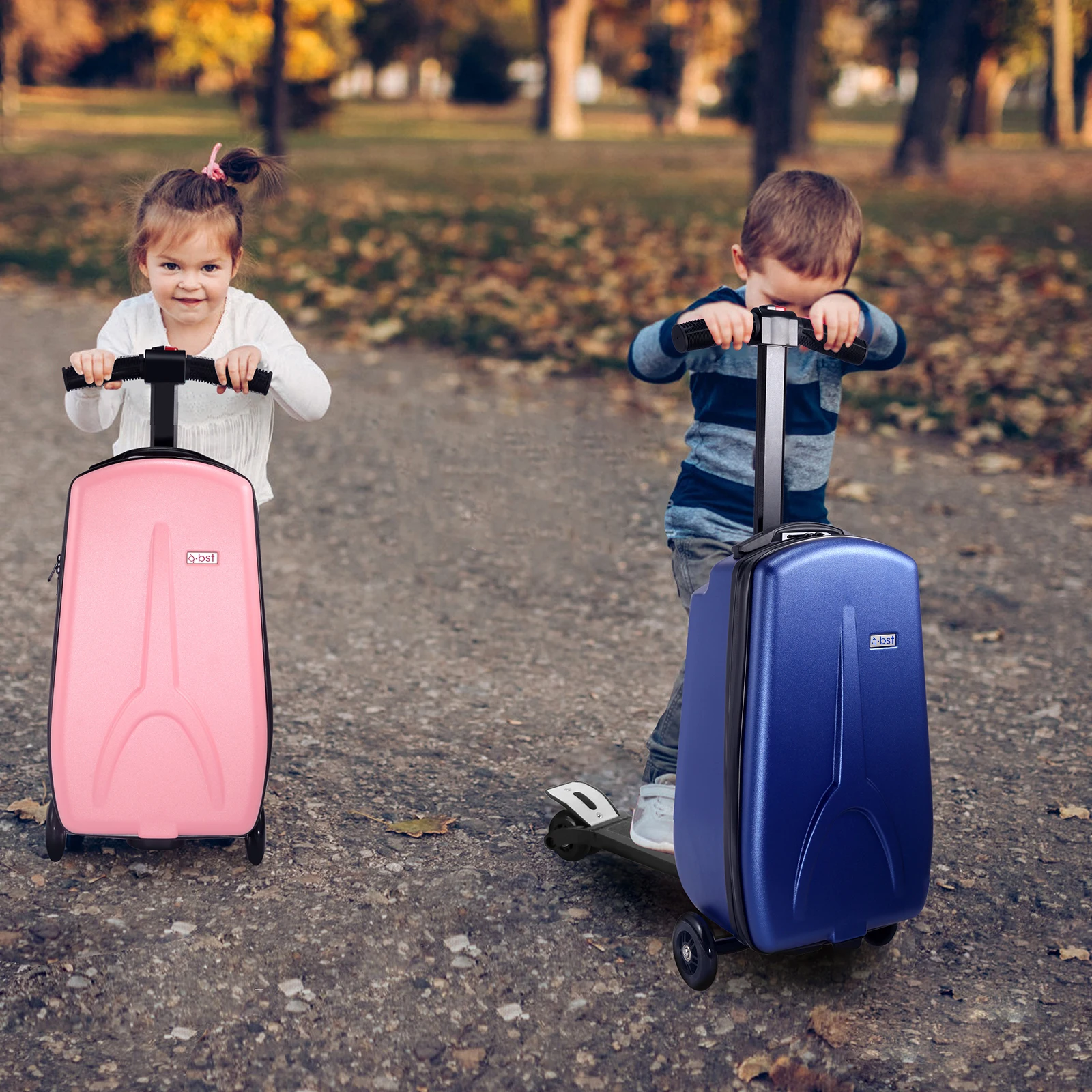 Scooter with Suitcase for Kids Foldable Travel Companion