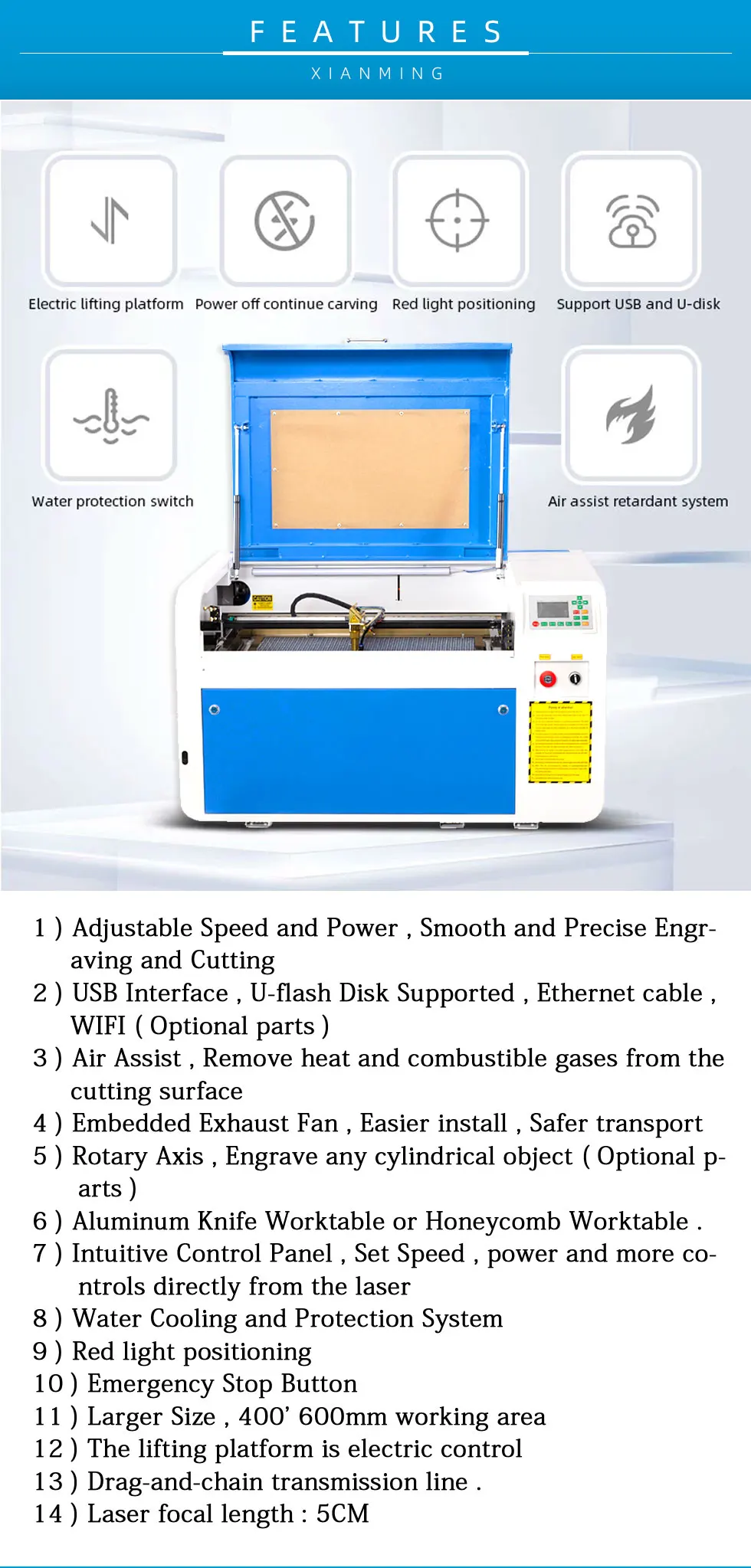 2023 New Mini 60w Laser Engraver 4060 Cutter 6040 Laser Engraving