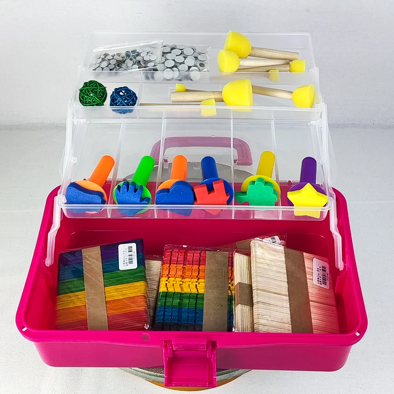 Art Supplies for Kids Craft Art Kit Crafting Set 3 Layered Case Storage Box