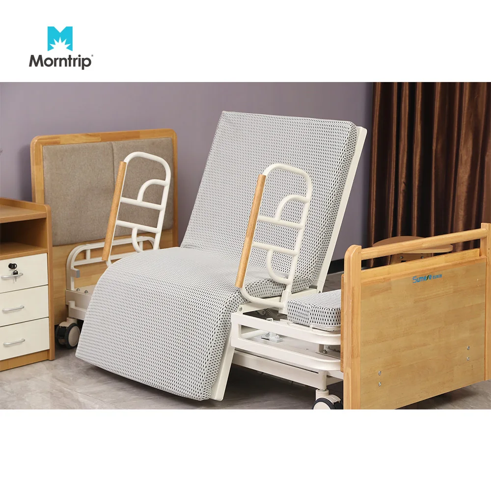 Morntrip Auto-Rotating Seat and Sleep Electric Remote Easy to Move Height Adjustable   Home Nursing Bed for Bedridden Patient