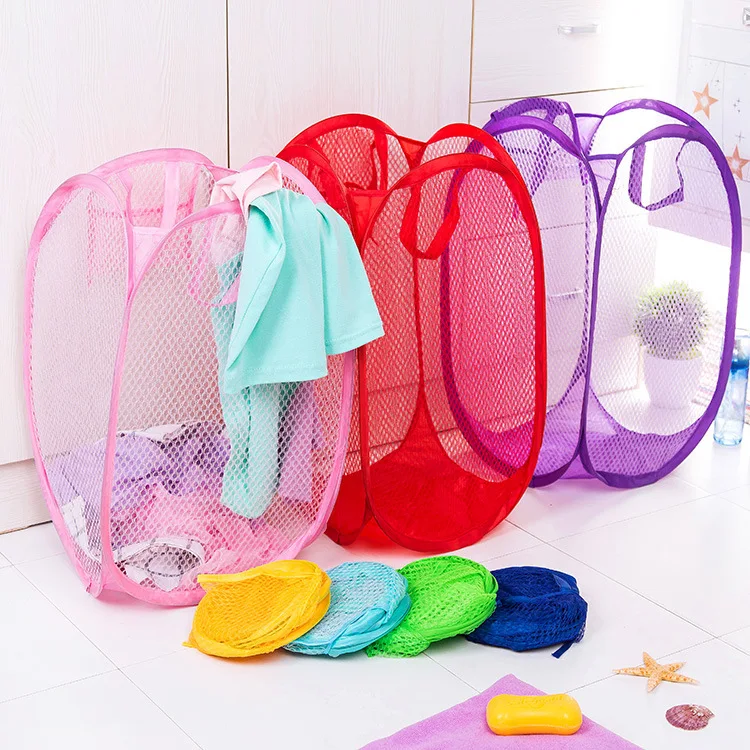 Collapsible Laundry Baskets Fold Mesh Laundry Basket Pop Up Mesh Basket