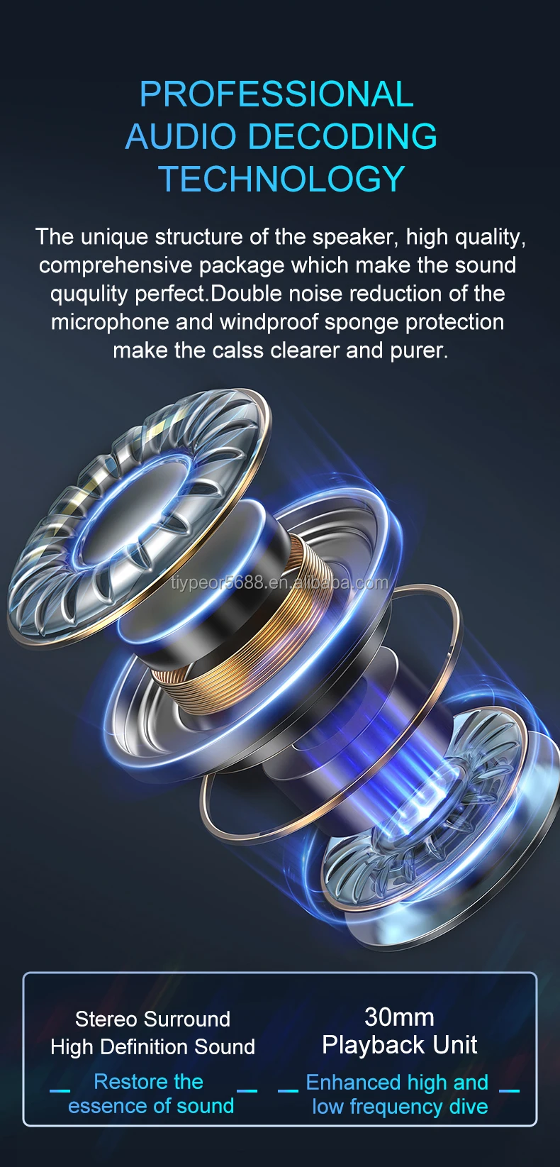 product tiypeor wireless waterproof dustproof helmet earphones support hands free calling connected two mobile phones long battery life-5