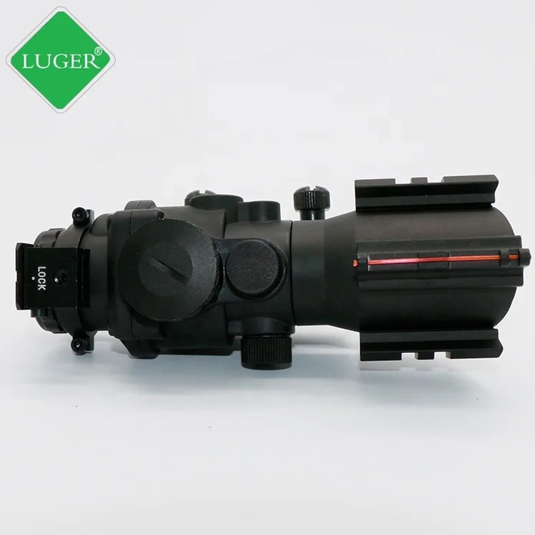 Luger 4x32 Prism Fiber Optic Sight Illuminated Reticle Scope