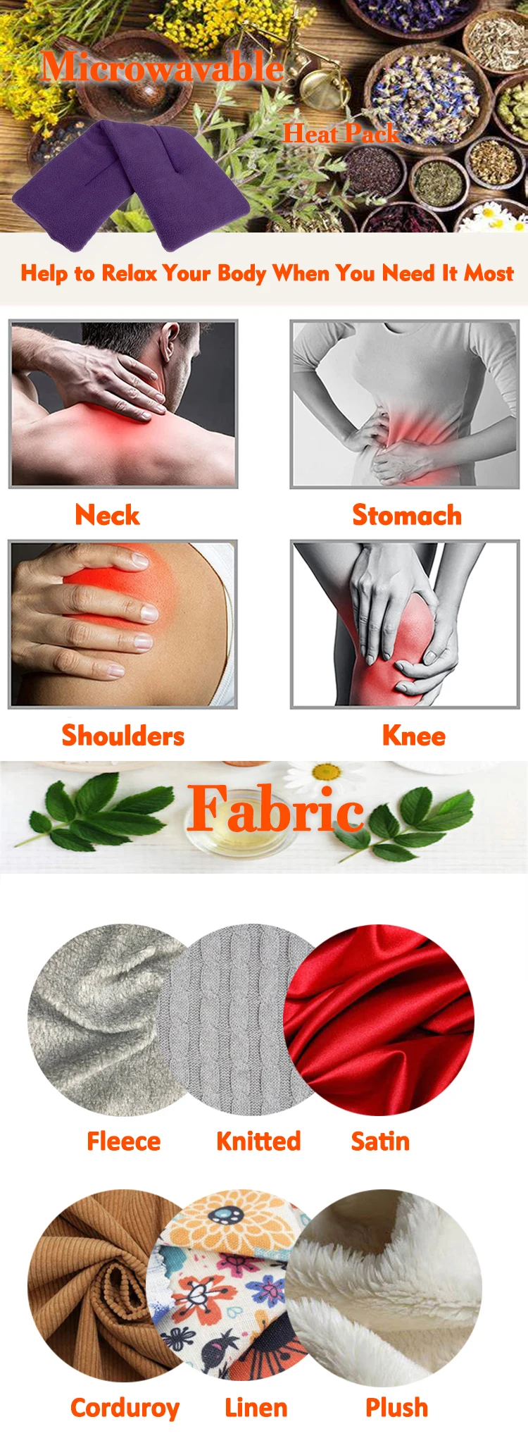 new product flaxseed body hot compress foot heating pad microwave heat pack cute reusable