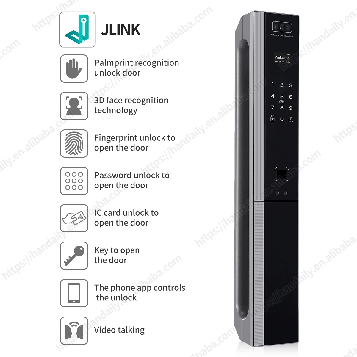 Smart Door Lock Face Recognition Automatic Digital Lock Dual Camera WiFi Fingerprint Card Key unlock Support Video Intercom K12