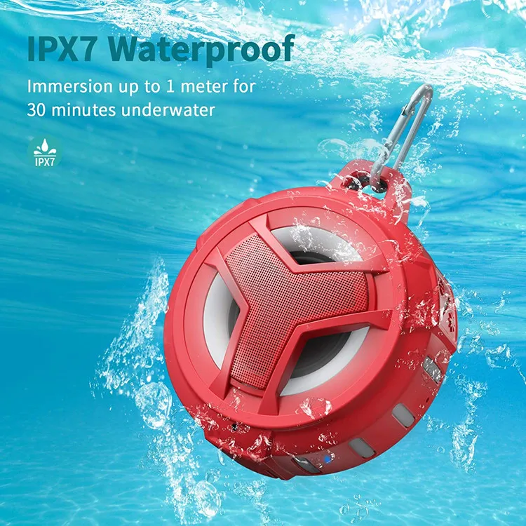 Mini Portable IPX7 Waterproof LED Shower Speaker Deep Bass Outdoor Wireless TWS Speaker