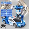Coche de policía azul y blanco, transformable por control remoto, 278-4