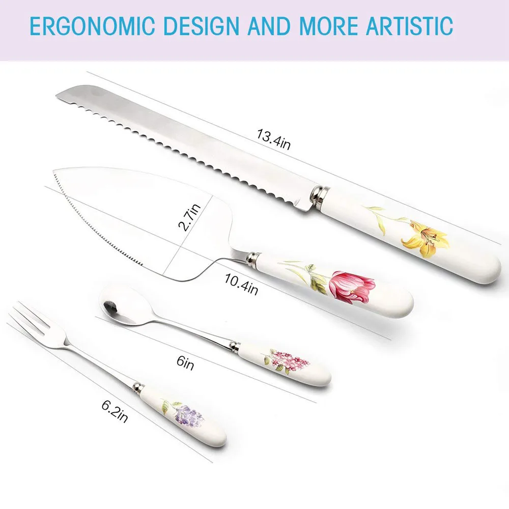 Набор столовых приборов с керамической ручкой из нержавеющей стали