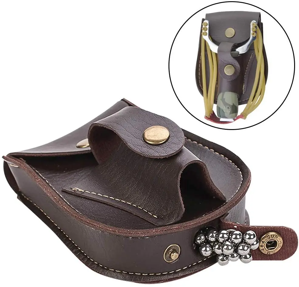 Pu Leather Catapult Holster Durable Ball Pouch for Hunting