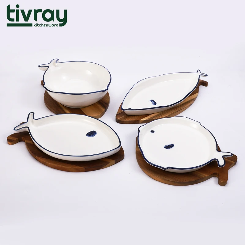 Tivray Stoneware Dinner Slade Dessert 7 Inch Hand Made Glazed Porcelain Pottery Ceramic Custom