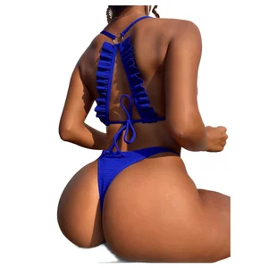 New Arrival Brazilian Ruffle Straps Thong Bikini Lady Summer Bikini