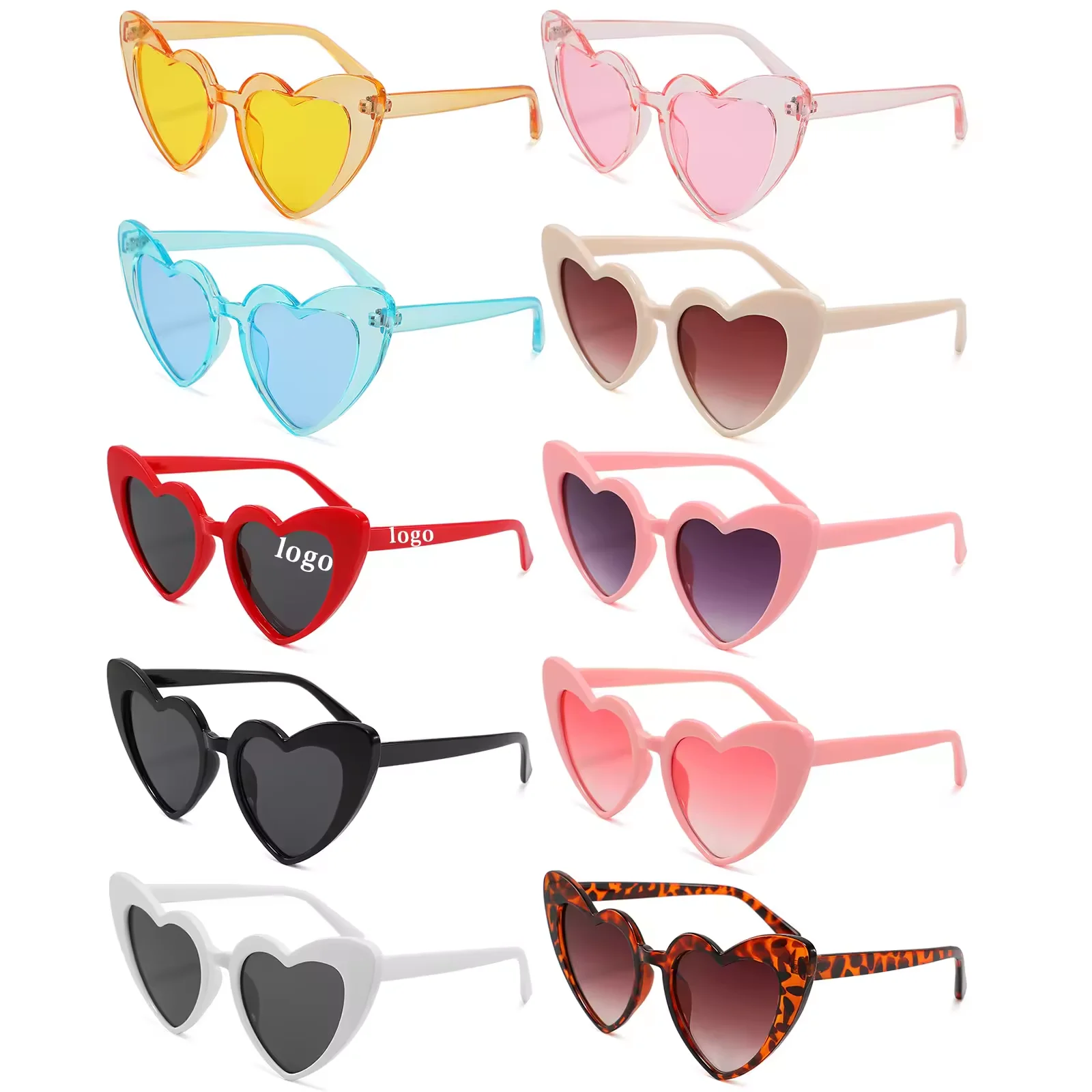 Cross Broder Fashion New Style pink Heart Sun Glasses