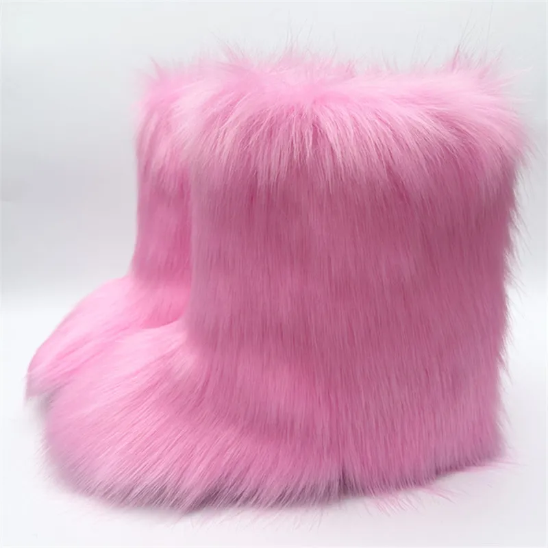 Autumn And Winter Women Fluffy Faux Fox Fur Boots Ladies Plush Warm Snow Boots Multicolored Fashion Winter Short Boots - Image 3