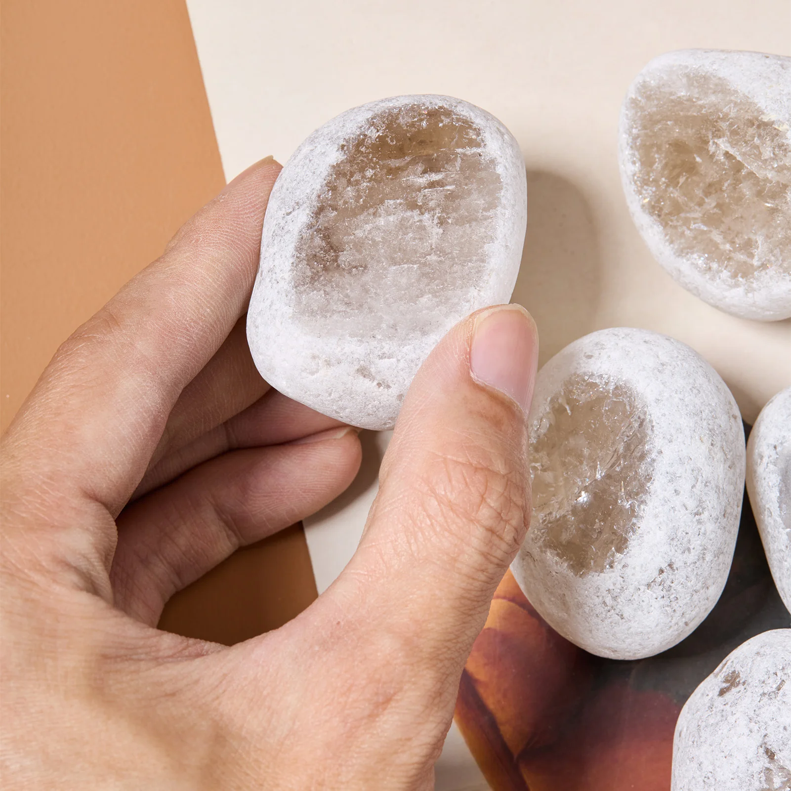 Cross-cut Amethyst Crystal Ema Eggs For Natural Decoration, Oem