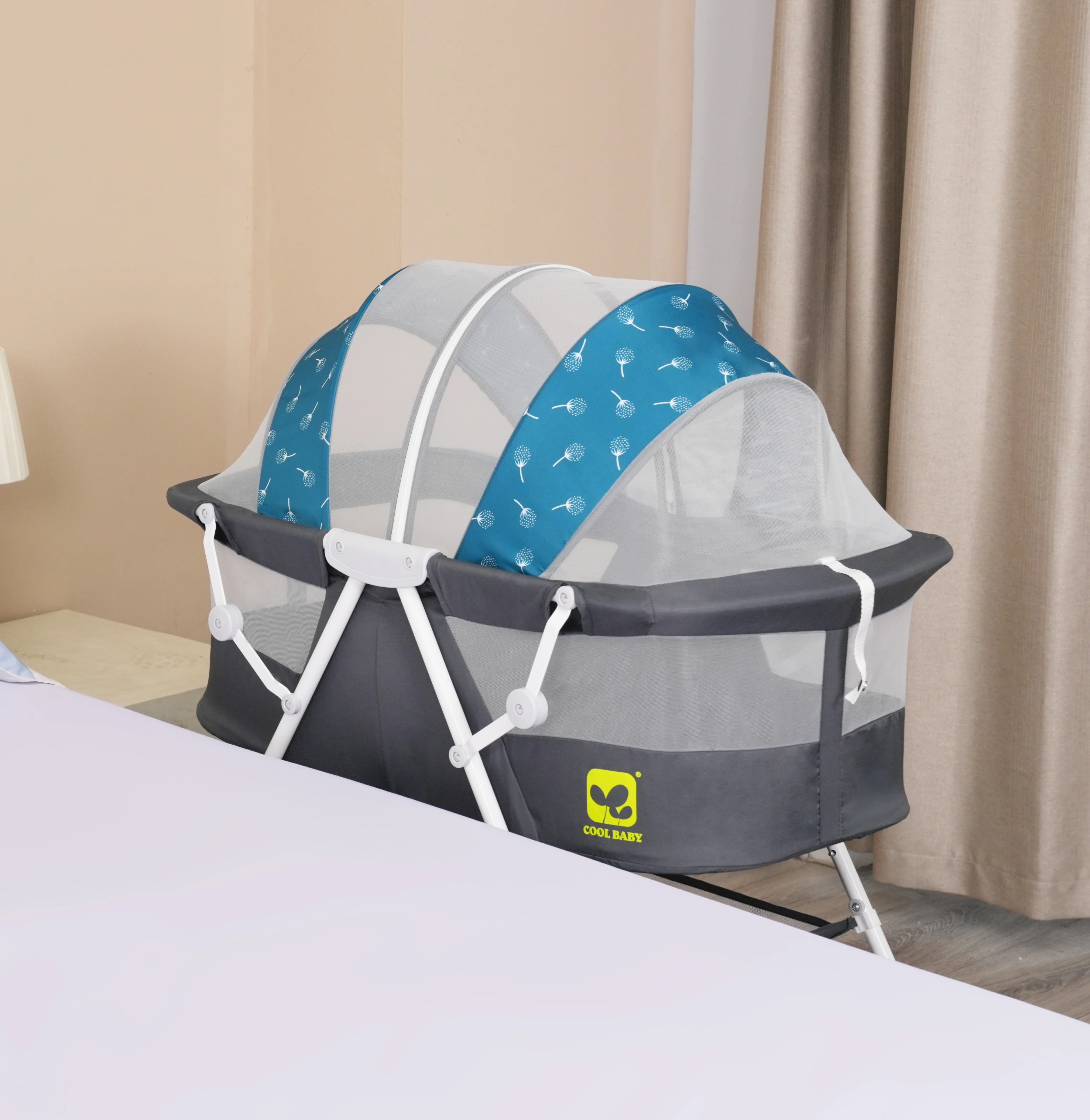 P758 Cool Baby Multifunctional Foldable Metal Baby Cot Bed Modern Design Style Kids' Cribs Bedside Sleeper details