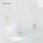 Mercery Jewelry Exquisite Gemstone Pendant Necklace Pure Solid Gold Necklace 14K Fashion Themed Jewellery