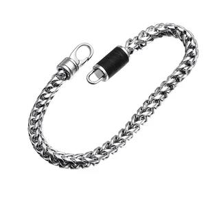 Factory Custom Mens Stainless Chain Bracelet with Forged Carbon Fiber Inlay Men Jewelry Bracelets Accessories