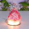 tres flores rosas con luces 10*15cm