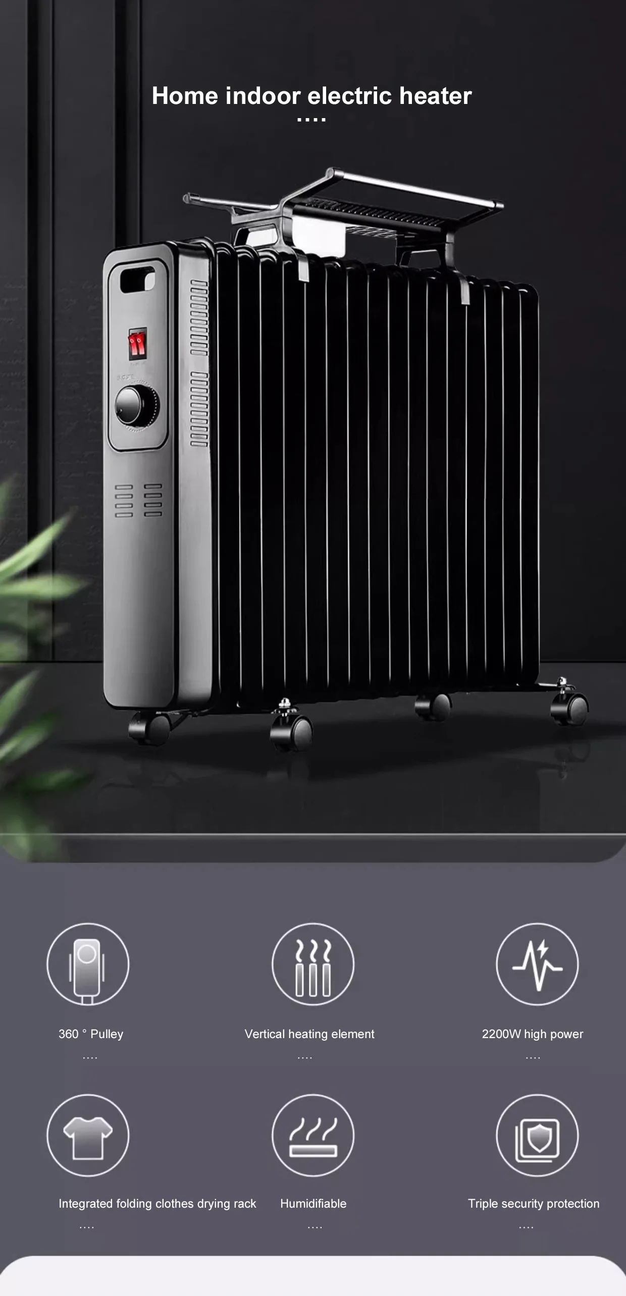 Filled Radiator, 2000 W, Metal - detail 6
