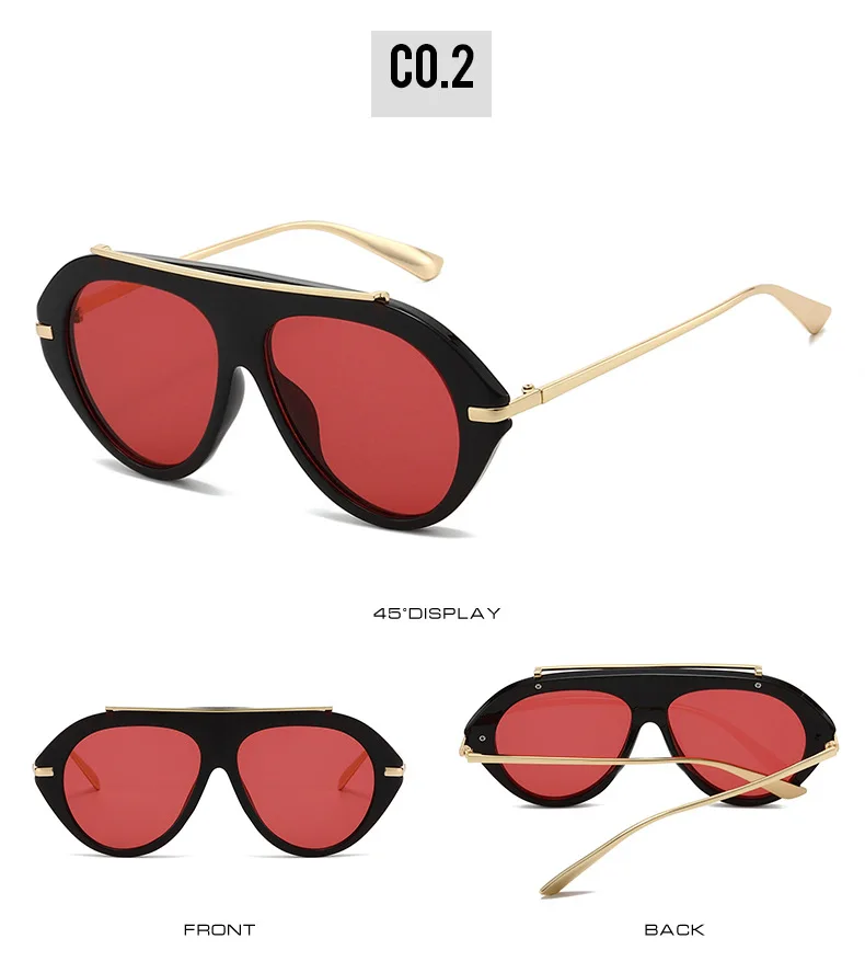 8092 2026 New Popular Retro Oversized Square For Women Luxury Brand Designer Flat Top Metal Custom Logo Sunglasses_voghion.com