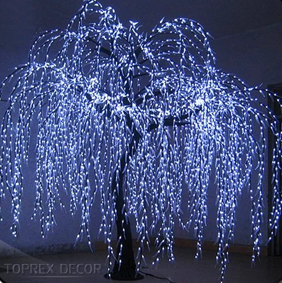 New Arrival White Weeping Willow Tree Waterproof LED Lighting Christmas Decorations Artificial Plant for Sale