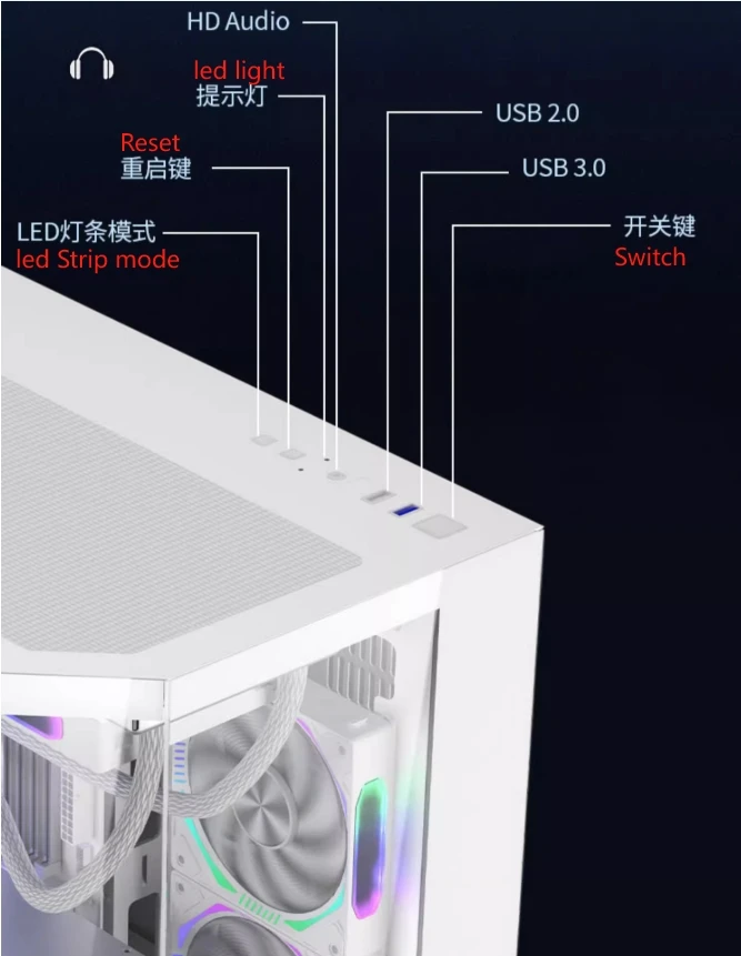 SNOWMAN CS090 Mini PC Case Supports MATX IATX 9 Fans 360 Liquid Cooler Mesh Aluminium Ma aperçu 6