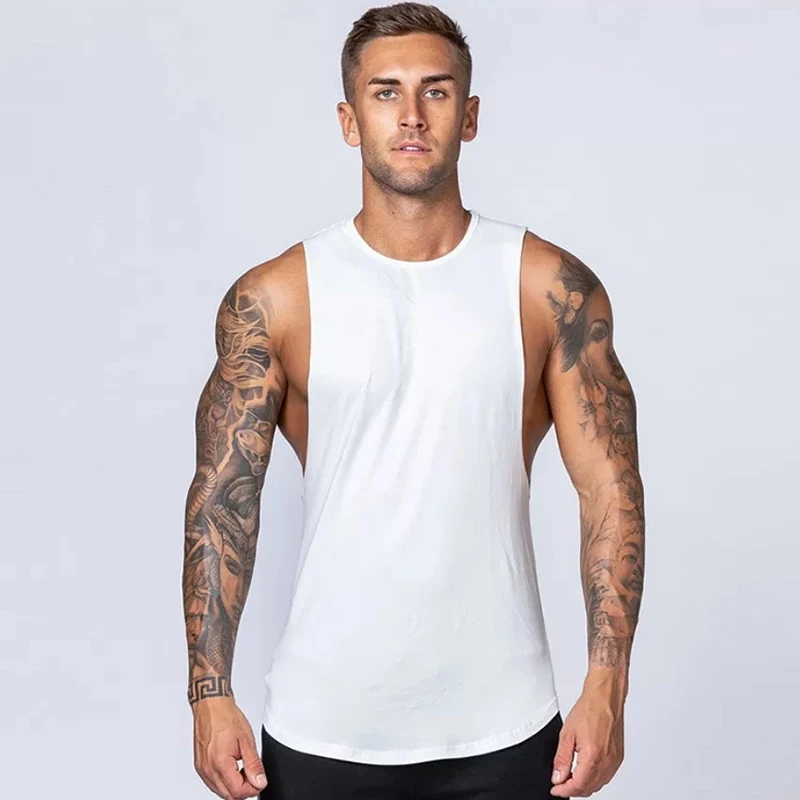 Custom Logo 100% Cotton Mens Muscle Athletic Shirts Sleeveless Wear ...