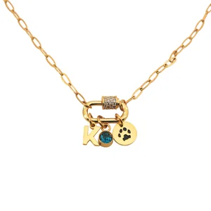 MW Female Stainless Steel Necklace Link Chain DIY Personality Letter Pet Paw Pendant Fashionable Cute Customizable Jewelry Gift