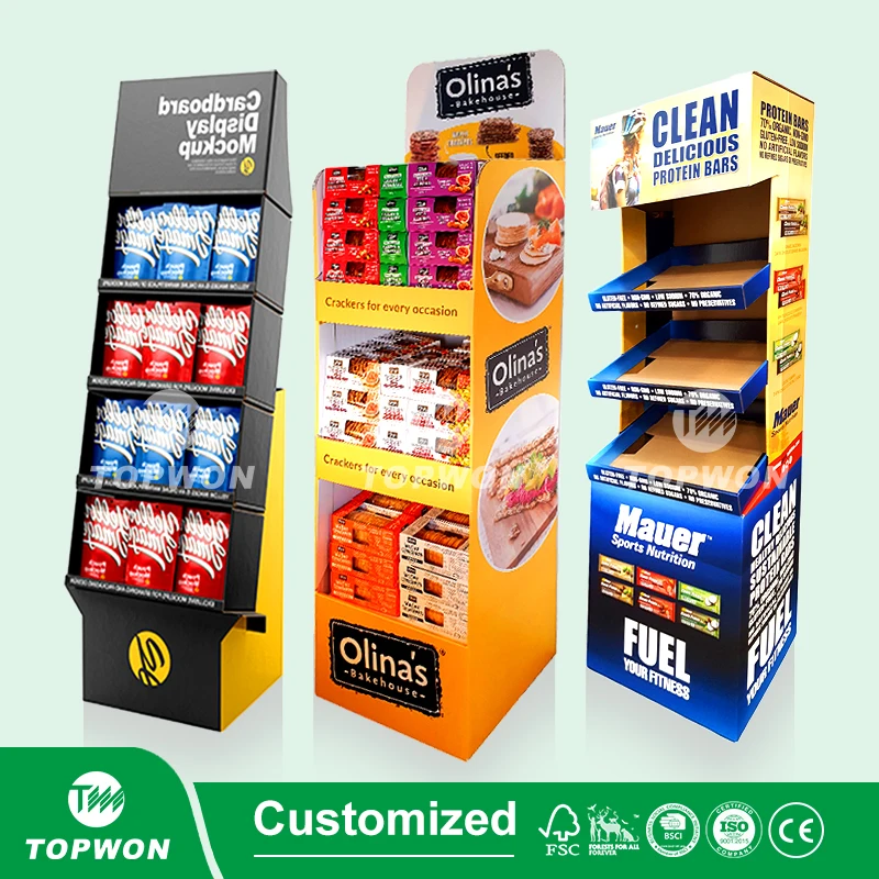 Custom Cardboard Display Stand Floor Shelf Retail Paper Snack Food Dip Sauce Seasoning Candy Cardboard Display Racks