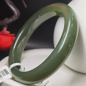 Wholesale Special Price Gemstone Jewelry Jasper Natural Green Hetian Jade Bangles Bracelets