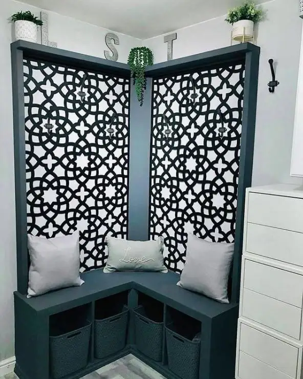 Laser Cut Artificial  Gate Perforated Metal Sheet Black Profile  Aluminium Fence Panels Small Fences for Gardens