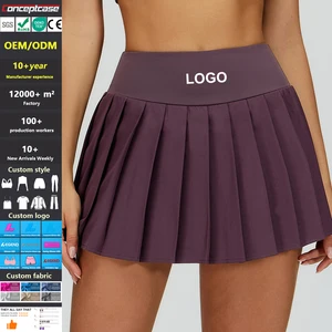 Custom Fabric Style Logo Tight-Fitting Anti-Exposure Pleated Tennis Skirt Women Outdoor Golf Running Fitness Yoga Mini Skirt