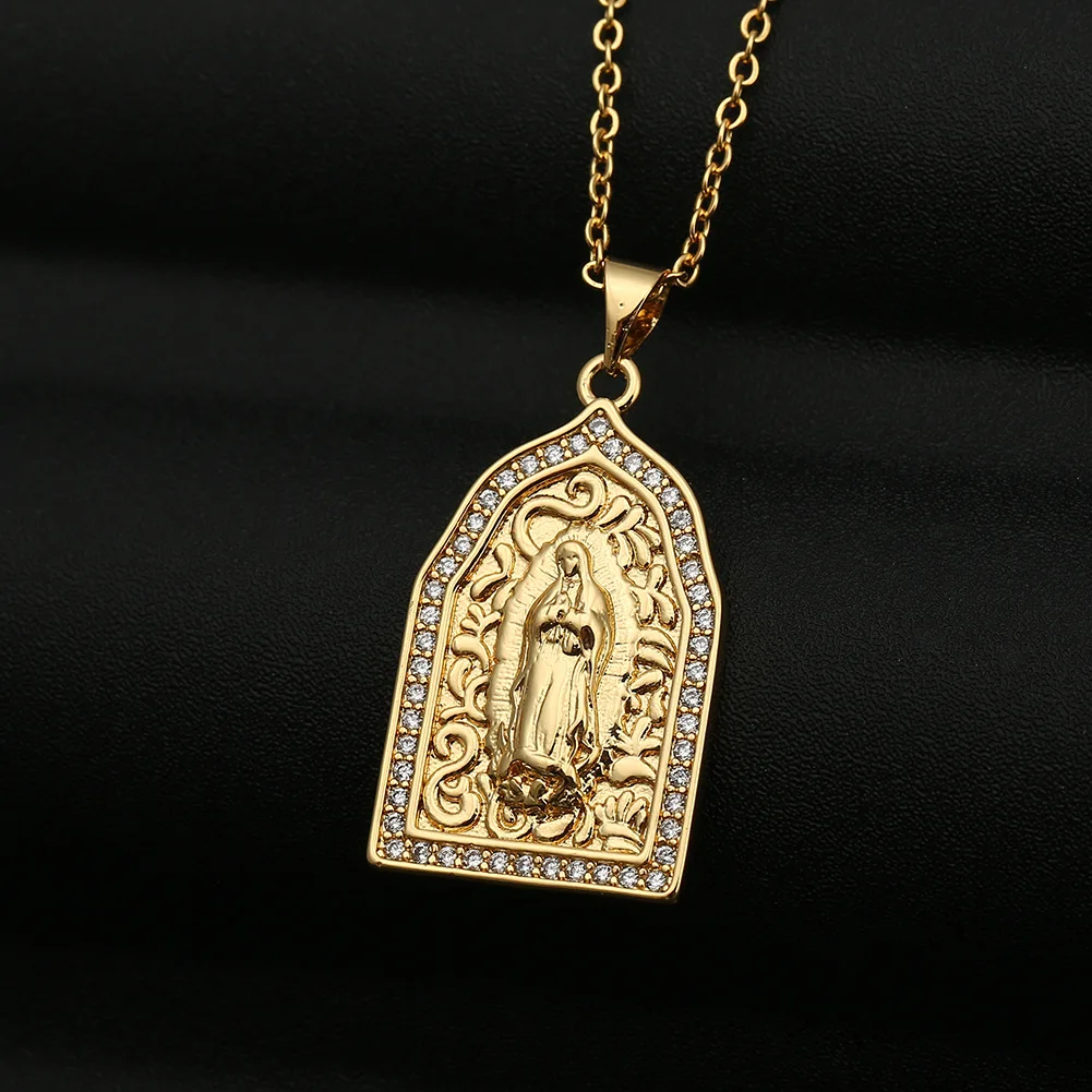 18K Gold Plated Virgin Mary Pendant Necklace for Women - Elegant Charm ...