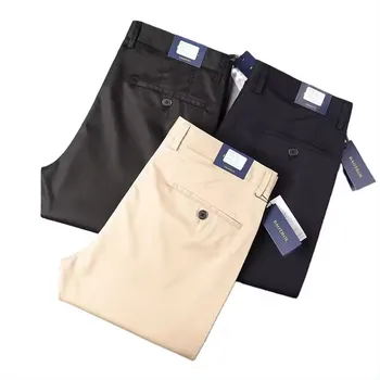 Men's Business Slim Fit Long Solid Color Casual Wear Formal Suit Pants Stretch Straight Suit Trousers