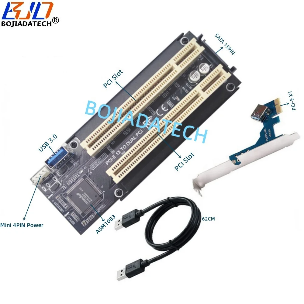 Venta al por mayor Dual PCI Slot a PCI-E 1X PCIe X1 Tarjeta vertical de  expansión ASM1083 con 60CM Cable de extensión de datos en Stock
