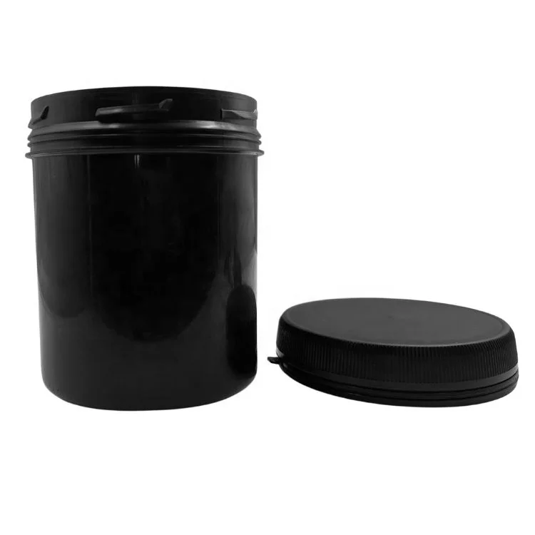 food grade black protein powder jar