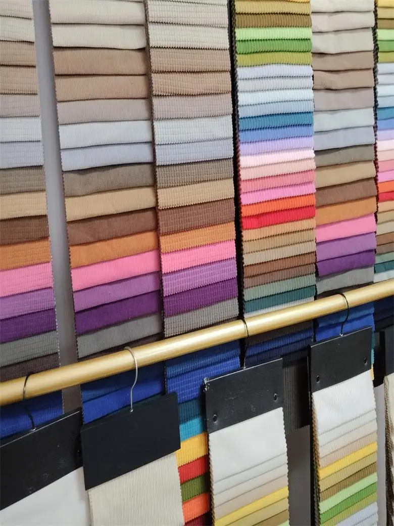 100% Polyester Corduroy Fabric Tricot Knitted Fleece Woven/Printed Stripes Design Girls' Dresses Sofas Suits Curtains Garments